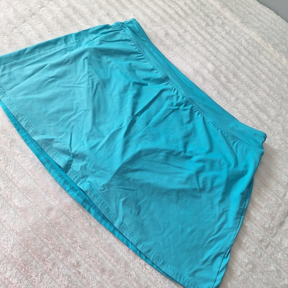 Lands End Swim Skort Womens 14 Turquoise Coastal Beachy Resort Modest
